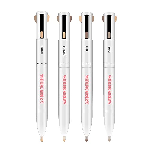 4-in-1-Augenbrauenkonturstift, Wasserfester Augenbrauenstift Zum Definieren, Hervorheben der Brauen mit Langer Haltbarkeit, Einfaches Auftragen und Entfernen, Geeignet für die von ZASCHMOY