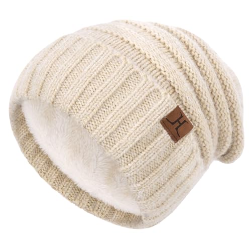 ZASFOU Damen Winter Mütze Beanie mit Fleecefutter Warme Kunst Nerz Samt Wintermütze Thermo Strickmütze Mützen für Frauen Geschenk von ZASFOU