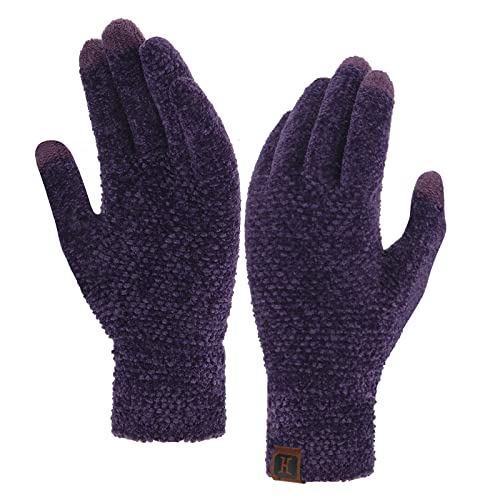 ZASFOU Damen Winter Touchscreen Handschuhe für kaltes Wetter, Chenille Warme SMS Handschuhe für Radfahren Fahren Laufen von ZASFOU