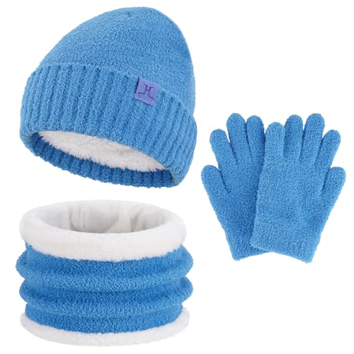 ZASFOU Kinder Winter Mütze Loop Schal Handschuhe Set 4 5 6 7 8 Jahre Kleinkinder Thermo Wintermütze Beanie Schlauchschal Mützen Geschenk für Jungen Mädchen von ZASFOU
