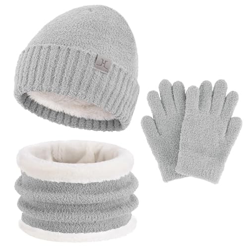 ZASFOU Kinder Winter Mütze Loop Schal Handschuhe Set 4 5 6 7 8 Jahre Kleinkinder Thermo Wintermütze Beanie Schlauchschal Mützen Geschenk für Jungen Mädchen von ZASFOU