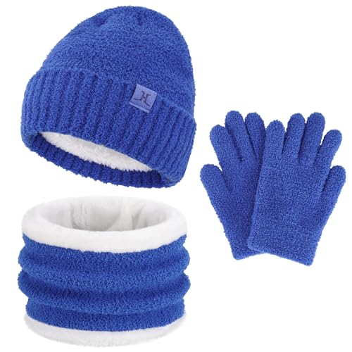 ZASFOU Kinder Winter Mütze Loop Schal Handschuhe Set 4 5 6 7 8 Jahre Kleinkinder Thermo Wintermütze Beanie Schlauchschal Mützen Geschenk für Jungen Mädchen von ZASFOU