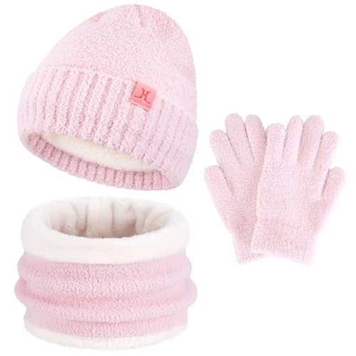 ZASFOU Kinder Winter Mütze Loop Schal Handschuhe Set 4 5 6 7 8 Jahre Kleinkinder Thermo Wintermütze Beanie Schlauchschal Mützen Geschenk für Jungen Mädchen von ZASFOU