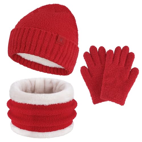 ZASFOU Kinder Winter Mütze Loop Schal Handschuhe Set 4 5 6 7 8 Jahre Kleinkinder Thermo Wintermütze Beanie Schlauchschal Mützen Geschenk für Jungen Mädchen von ZASFOU