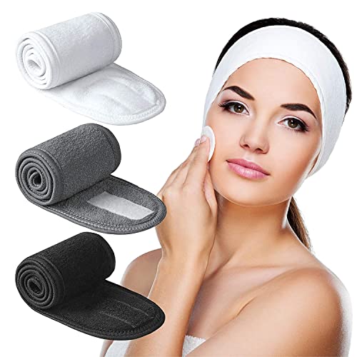 ZAUKY Damen-Gesichts-Stirnbänder aus Polycotton, dehnbar, elastisch, Unisex, verstellbar, 3 Stück (mehrfarbig) von ZAUKY