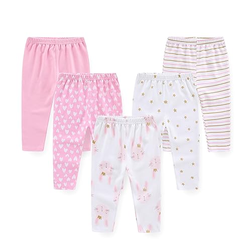 ZAV Baby Jungen Mädchen Hosen Sets aus Baumwolle, 5er Pack, für Säuglinge von 0-12 Monaten, unverzichtbare Baby-Essentials. von ZAV