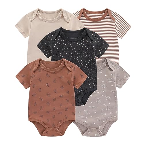 ZAV Baby Jungen Mädchen Kurzärmeliger Body 5er-Pack Sommer Cartoon Baumwolle Atmungsaktiv Soft Babykleidung Neugeborenes Essentials von ZAV