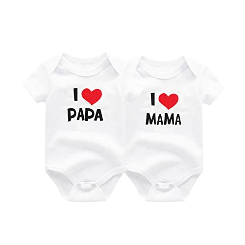 ZAV Unisex Neugeborenes Baby Jungen Mädchen Bodys Zwillinge Ich liebe Papa Ich Liebe Mama Kurze Hülse Babykleidung von ZAV