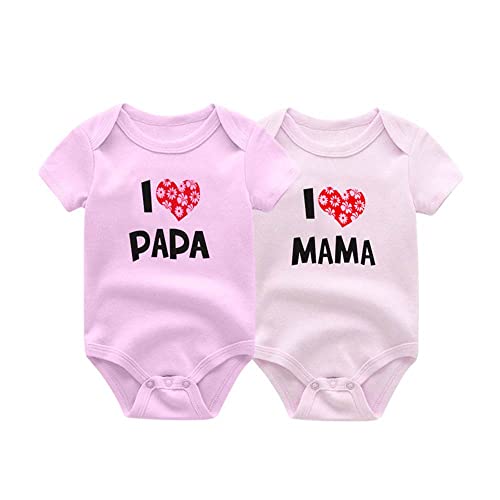 ZAV Unisex Neugeborenes Baby Jungen Mädchen Bodys Zwillinge Ich liebe Papa Ich Liebe Mama Kurze Hülse Babykleidung von ZAV