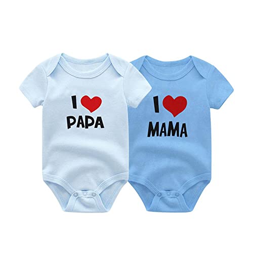 ZAV Unisex Neugeborenes Baby Jungen Mädchen Bodys Zwillinge Ich liebe Papa Ich Liebe Mama Kurze Hülse Babykleidung von ZAV