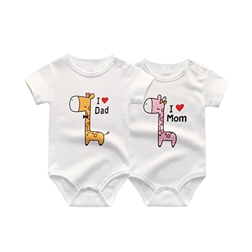 ZAV Unisex Neugeborenes Baby Jungen Mädchen Bodys Zwillinge Ich liebe Papa Ich Liebe Mama Kurze Hülse Babykleidung von ZAV