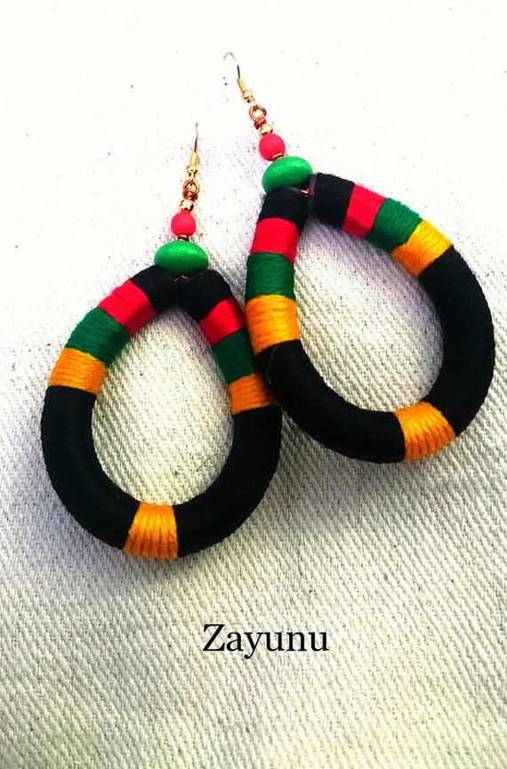 Rasta Love Garn Gewickelte Creolen von ZAYUNU