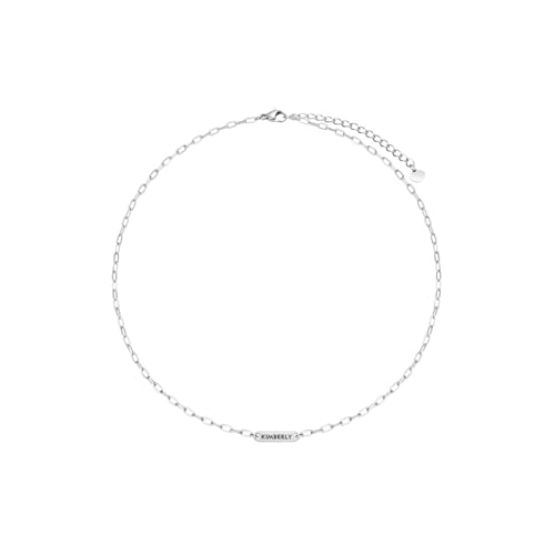 ZAZANGO Namens-Halsketten für Frauen, minimalistische Gravur, Charm-Halskette mit Edelstahl-Büroklammer-Kette, Edelstahl, Kein Edelstein ZAZANGO Namens-Halsketten für Frauen, minimalistische Gravur, Charm-Halskette mit Edelstahl-Büroklammer-Kette, Edelstahl, Kein Edelstein von ZAZANGO