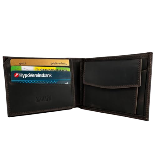 ZAZANI Klassische Geldbörse - Portemonnaie Herren mit Münzfach - Multifunktionales Slim Wallet - Geldbeutel Herren Leder mit RFID Schutz - Bifold Brieftasche - Antik Leder Portmonee von ZAZANI