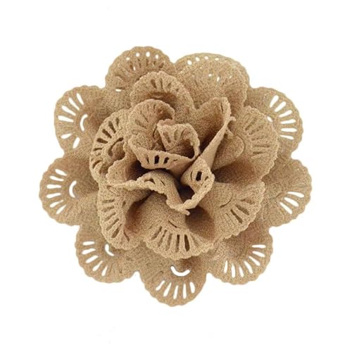 10 * 11 cm 4 stücke Hohl Baumwolle Silber Tuch Blume Anstecknadel Abzeichen Blume Corsage Satin Rose Blume/rose Anstecknadel Brosche Pin Frauen Männer von ZAZUZU