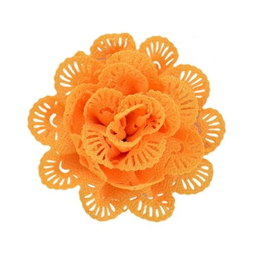 10 * 11 cm 6 stücke Hohl Baumwolle Silber Tuch Blume Anstecknadel Abzeichen Blume Corsage Satin Rose Blume/rose Anstecknadel Brosche Pin Frauen Männer von ZAZUZU