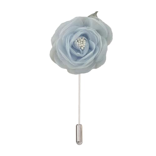 4 * 9cm 5/10PCS Chiffon Tuch Himmel Blau Silber Satin Blume Anstecknadel Abzeichen Blume Corsage Satin Rose Blume/Rose Anstecknadel Brosche Pin Frauen Männer von ZAZUZU