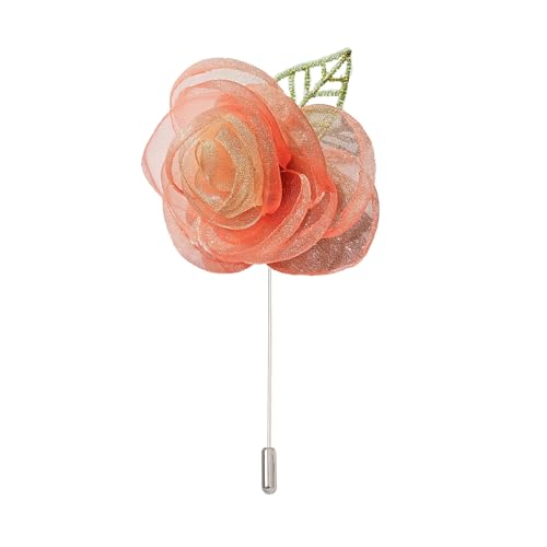 5 * 10 CM 3/6 STÜCKE Pailletten Blume & Blatt Silber Satin Blume Anstecknadel Abzeichen Blume Corsage Satin Rose Blume/Rose Anstecknadel Brosche Pin Frauen Männer von ZAZUZU