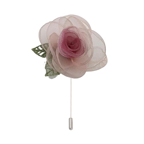 5 * 10 CM 3/6 STÜCKE Pailletten Blume & Blatt Silber Satin Blume Anstecknadel Abzeichen Blume Corsage Satin Rose Blume/Rose Anstecknadel Brosche Pin Frauen Männer von ZAZUZU