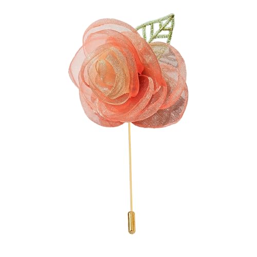 5 * 10 CM 6 STÜCKE Chiffon Tuch Gold Satin Blume Anstecknadel Abzeichen Blume Corsage Satin Blume Anstecknadel Brosche Pin Frauen Männer Für Frauen Braut von ZAZUZU