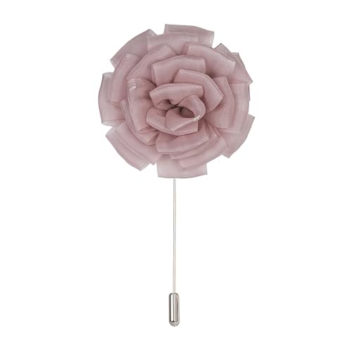 8,5 * 10 cm 10 STÜCKE Rosa Chiffon Tuch Silber Satin Blume Anstecknadel Abzeichen Blume Corsage Satin Rose Blume/Rose Anstecknadel Brosche Pin Frauen Männer von ZAZUZU