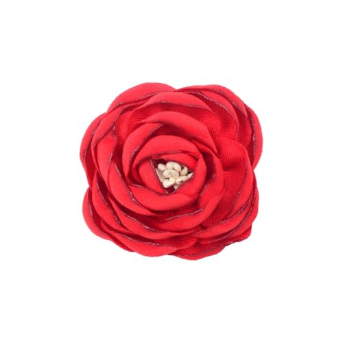 ZAZUZU 4 * 10 CM 10 stücke Brennen Rand Gold Satin Blume Anstecknadel Abzeichen Blume Corsage Satin Blume/Rose Anstecknadel Brosche Pin Für Frauen Braut von ZAZUZU