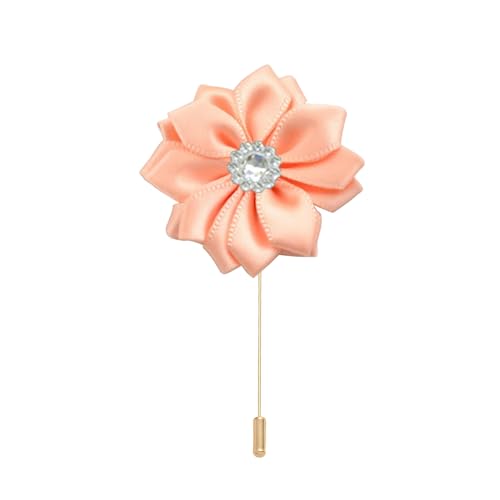 ZAZUZU 4 * 9 cm 20 Stück Strass Gold Satin Blume Anstecknadel Abzeichen Blume Corsage Satin Rose Blume/Rosen Anstecknadel Brosche Pin für Frauen Braut von ZAZUZU