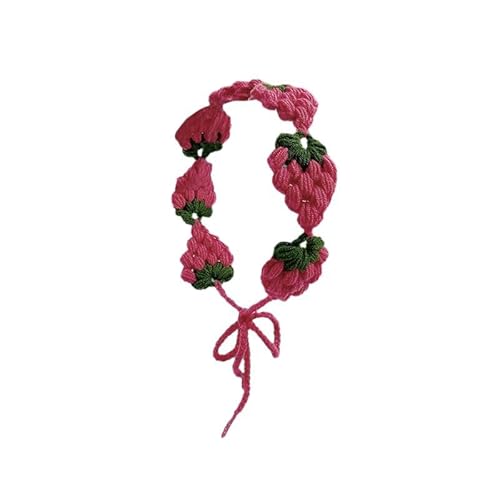 ZAZUZU Blle handgewebte Erdbeere, handgefertigt, gehäkelt, Haarbandana, Haarschal, Dreiecks-Stirnbänder, Häkel-Haarband, Kopftuch für Frauen und Mädchen von ZAZUZU