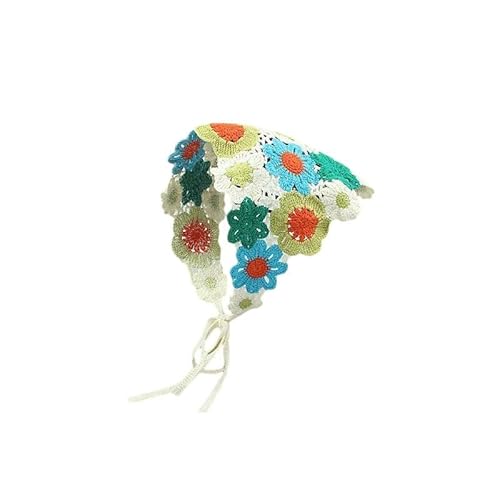 ZAZUZU Kroen Süße süße Farbe Blume Vintage handgemachte Häkelhaar Bandana Haarschal Dreieck Stirnbänder Häkelhaarband Kopftuch für Frauen Mädchen von ZAZUZU
