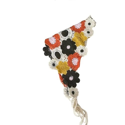 ZAZUZU Schöne Mädchen Blumen handgemachte häkeln Haar Bandana Haar Schal Dreieck Stirnbänder häkeln Haarband Kopftuch für Frauen Mädchen von ZAZUZU