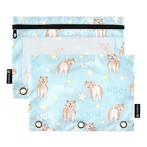 ZAZYXTJ Akita Binder-Bleistiftbeutel, 3 Ringe mit Reißverschluss, transparentes Fenster, Büro-Organizer, Tasche für Schule, Studenten, Lehrer, Zubehör, 2 Stück ZAZYXTJ Akita Binder-Bleistiftbeutel, 3 Ringe mit Reißverschluss, transparentes Fenster, Büro-Organizer, Tasche für Schule, Studenten, Lehrer, Zubehör, 2 Stück von ZAZYXTJ