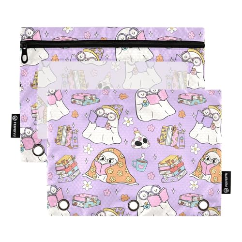 ZAZYXTJ Ghost Binder Bleistiftbeutel, 3 Ringe mit Reißverschluss, transparentes Fenster, Büro-Organizer, Tasche für Schule, Studenten, Lehrer, Zubehör, 2 Stück ZAZYXTJ Ghost Binder Bleistiftbeutel, 3 Ringe mit Reißverschluss, transparentes Fenster, Büro-Organizer, Tasche für Schule, Studenten, Lehrer, Zubehör, 2 Stück von ZAZYXTJ