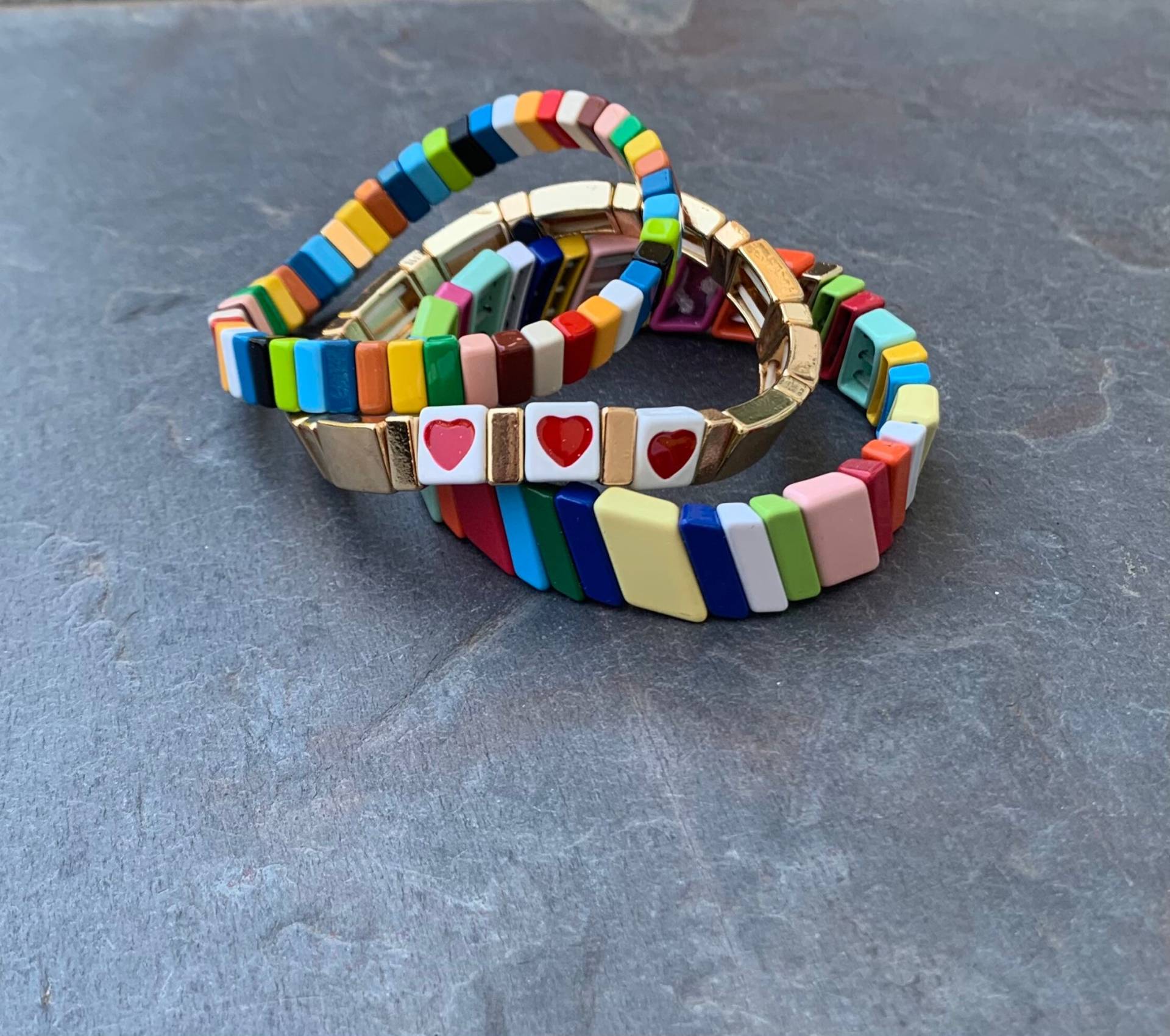 Set Emaille Fliesenperlen Stretch Armbänder Set Emaille Fliesenperlen Stretch Armbänder von ZBDesignstudio