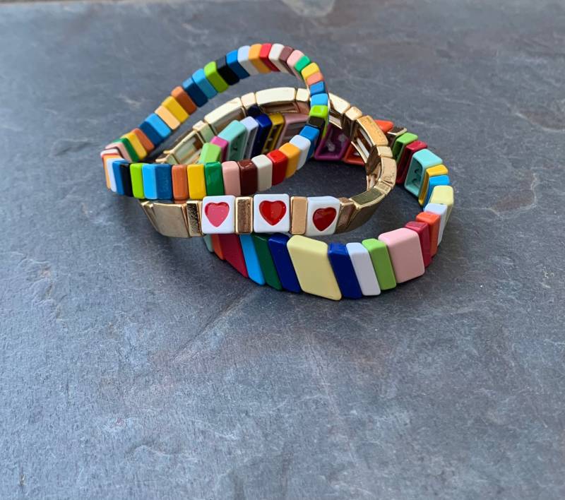 Set Emaille Fliesenperlen Stretch Armbänder von ZBDesignstudio