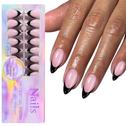 150 Stück Schwarze Gelnägel Mit Französischer Spitze Kurzer Sarg Zum Aufdrücken Der Nägel Künstliche Acrylnägel Einfache Anwendung Für Frauen 150 Stück Schwarze Gelnägel Mit Französischer Spitze Kurzer Sarg Zum Aufdrücken Der Nägel Künstliche Acrylnägel Einfache Anwendung Für Frauen von ZBIianxer