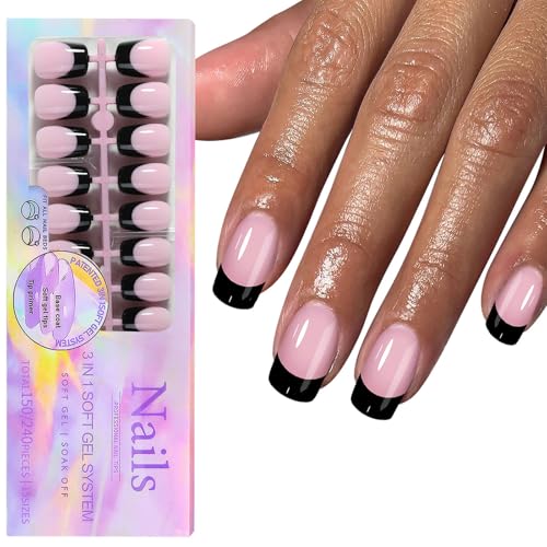 150 Stück Schwarze Gelnägel Mit Französischer Spitze Kurzer Sarg Zum Aufdrücken Der Nägel Künstliche Acrylnägel Einfache Anwendung Für Frauen 150 Stück Schwarze Gelnägel Mit Französischer Spitze Kurzer Sarg Zum Aufdrücken Der Nägel Künstliche Acrylnägel Einfache Anwendung Für Frauen von ZBIianxer
