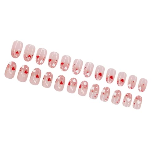 24 Pcs Mandelpresse Auf Nägeln Valentine Französische Gefälschte Nägel Acryl Falsche Nägel Künstliche Klebstoffe Auf Frauen Mädchen Valentinstag Pressenagel von ZBIianxer