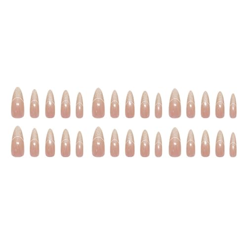 30 Stücke Französisch Press Auf Nägeln Mandel Acrylnägel Glänzende Finish Designs Nägel Accesores Für Frauen Mädchen von ZBIianxer