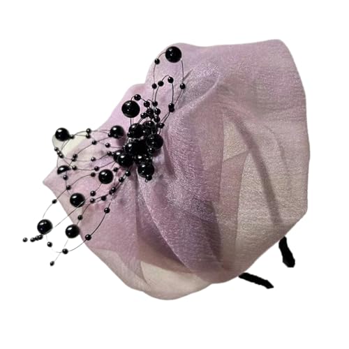 Halbkappe Crepe Rüschenhaarhoop Für Frauen Französisch Stirnband 1920er Faszinator Abendkleider Für Formelle Anlässe von ZBIianxer