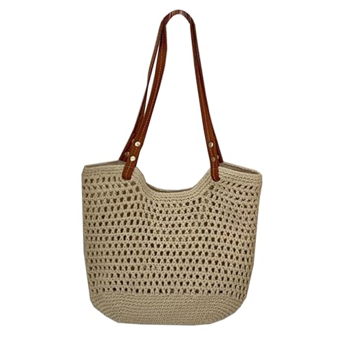 Modische Bucket Bag Essential Baumwollseil Schulterhandtasche Strandtaschen Für Den Urlaub Mit Geräumigen Fächern von ZBIianxer