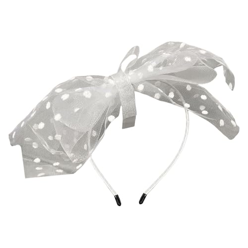 Vintage Dots Großer Mesh Bowknot Fascinator Stirnband Für Frauen Und Mädchen Party Hochzeitsveranstaltung Elegantes Haar Hoop Kopfstück von ZBIianxer