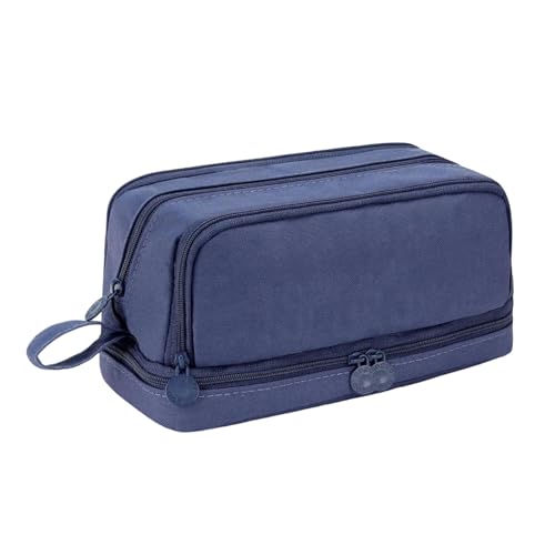 ZBIianxer Doppelschichten Bleistiftkoffer Stiftbeutel Große Kapazität Stiftkoffer Stifte Beutel Solid Color Bag Schreibtisch Organisatoren Doppelschichten Ästhetische Beutel Solid Farbe von ZBIianxer