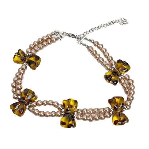 ZBIianxer Einstellbare Kunststoffperlenkragen Kette Punk Styles Bögen Anhänger Statement Accessory Schmuck Für Teenager Und Modeliebhaber Statement Plastikkette Für Teenager von ZBIianxer