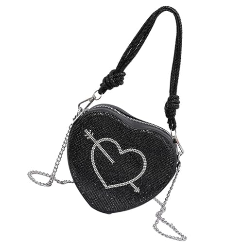 ZBIianxer Frauen Herzförmige Abend Handtasche Kettenriemen Crossbody Geldbörse Abendbeutel Umhängetasche Für Hochzeitsherz Für Frauen Kettenband Schulter Crossbody Geldbeutel von ZBIianxer