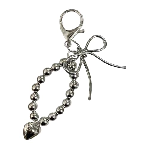 ZBIianxer Mode Herz Bowknot Perlen Keychain Anhänger Rucksack Handtasche Charme Anhänger Hänge Dekoration Süße Anhänger Geschenke von ZBIianxer