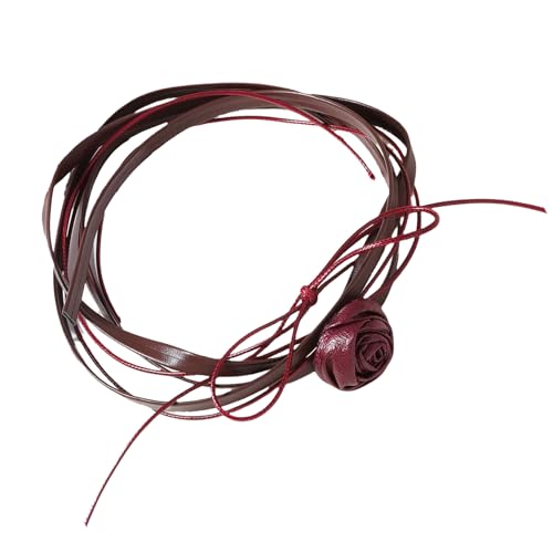 ZBIianxer Multi Layer Lederseil Halskette Mit Blumförmiger Schlüsselbeutelkette Für Modische Frauen Die Vielseitiger Schmuck Suchen von ZBIianxer