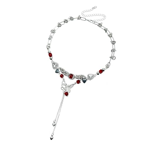ZBIianxer Nervöser Süßer Schmetterlingsrandketten Halskette Allergie Resistent Legierung Materialien Bequeme Verschleiß Für Tägliche Modeschmuck Vielseitige Süße Coole Mädchenschmuck Schmuck von ZBIianxer