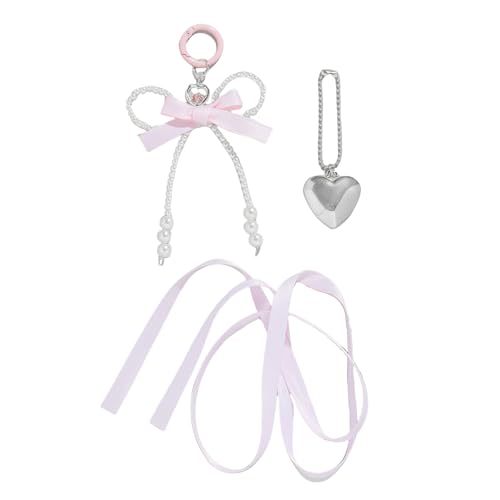 ZBIianxer Set Von 3 Eleganten Bowknot Herzstar Schlüsselanhagen Für Frauen Perlen Perlen Keyring Charm Mode Autos Schlüsselzubehör von ZBIianxer