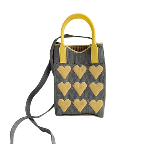 ZBJZUIMEI Schultertasche Damen Herz Gestrickt Mini Square Handtasche Für Frauen Kleine Handy -umhängetaschen Mädchen Süße Outdoor -crossbody -taschen-graugelb ZBJZUIMEI Schultertasche Damen Herz Gestrickt Mini Square Handtasche Für Frauen Kleine Handy -umhängetaschen Mädchen Süße Outdoor -crossbody -taschen-graugelb von ZBJZUIMEI