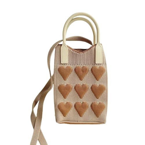 ZBJZUIMEI Schultertasche Damen Herz Gestrickt Mini Square Handtasche Für Frauen Kleine Handy -umhängetaschen Mädchen Süße Outdoor -crossbody -taschen-khakibraun ZBJZUIMEI Schultertasche Damen Herz Gestrickt Mini Square Handtasche Für Frauen Kleine Handy -umhängetaschen Mädchen Süße Outdoor -crossbody -taschen-khakibraun von ZBJZUIMEI